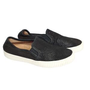 FRYE Leather Slip-On Sneaker 7 Camille Perforated Loafer Flats Mesh Black